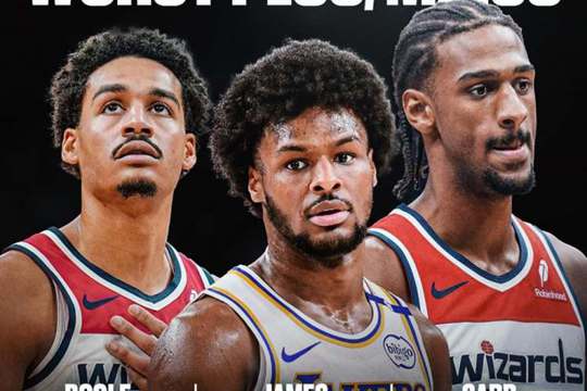 NBA季前赛14日前正负值为-40的有布朗尼、普尔、萨尔