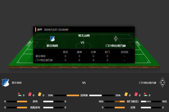 2024年12月21日德甲第15轮霍芬海姆vs门兴格拉德巴赫比分预测