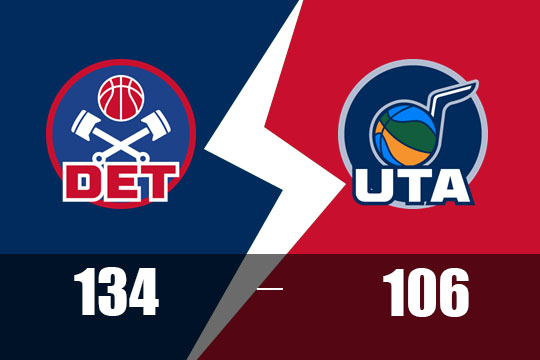 2025年3月4日NBA比赛战报：活塞以134比106大胜爵士